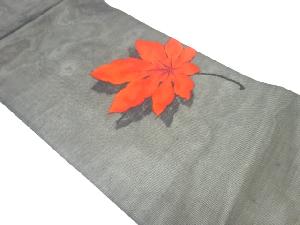 紗 ヤツデ模様織出し名古屋帯